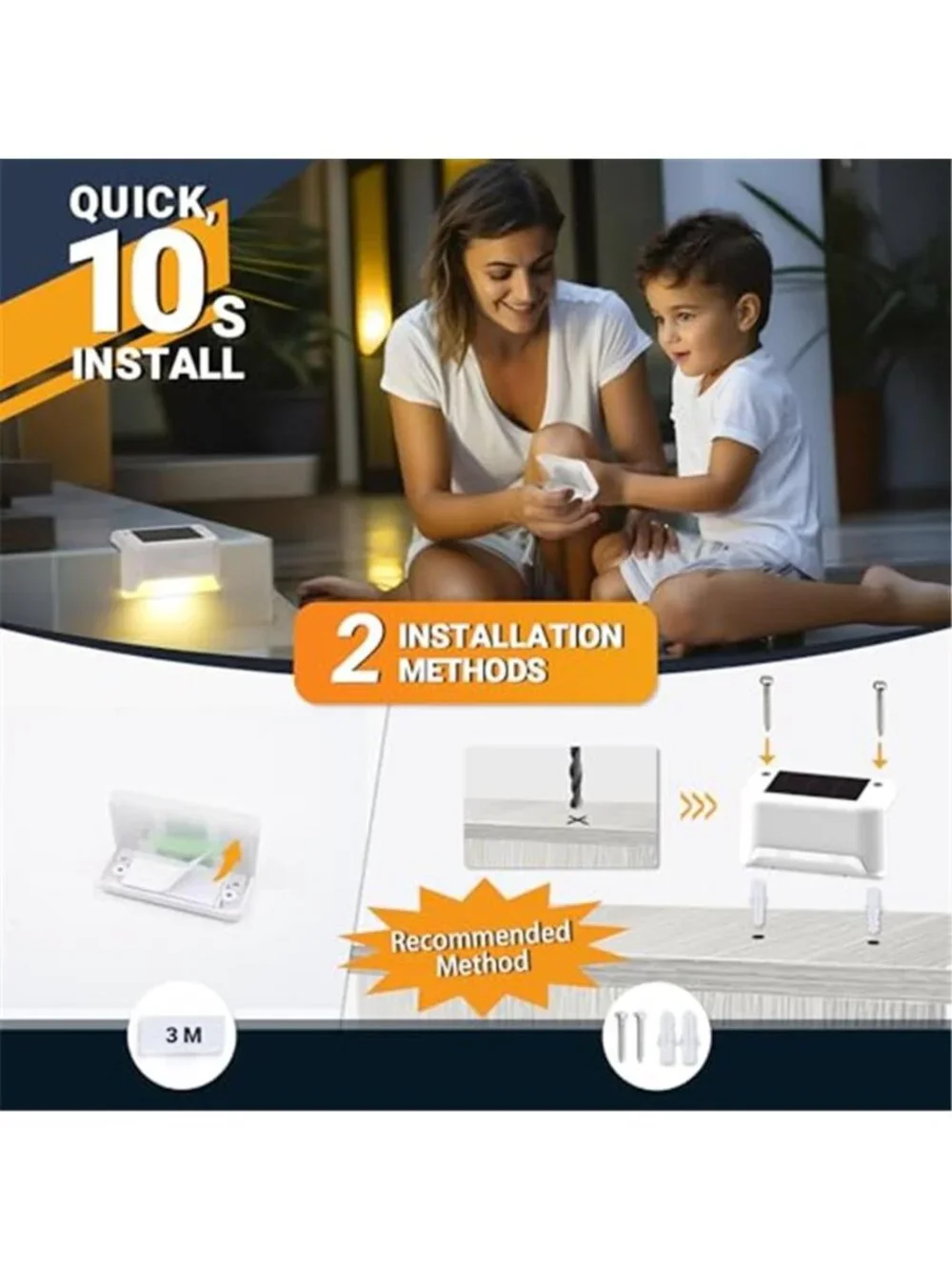 Solar Deck Lights Outdoor Waterproof LED Step Lights Fence Patio Garden
